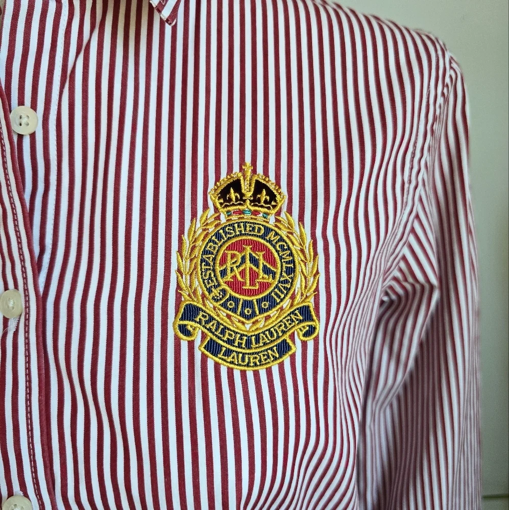 Ralph Lauren, LRL Relaxed Fit Striped Broadcloth Crest Logo Shirt, Size XS - Picture 5 of 11